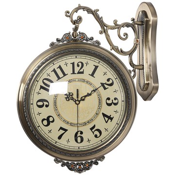 TQJ歐式金屬雙面壁掛鐘時鐘表創意掛表客廳臥室靜音壁掛鐘