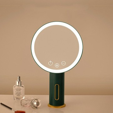 臺式LED化妝鏡子帶燈家用小型宿舍桌面梳妝鏡美妝鏡補光ins風