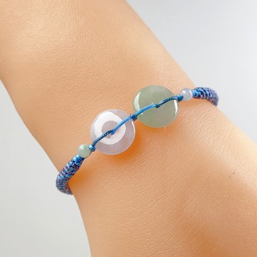 【願‧平安】冰種翡翠平安扣編織手鍊 | 天然緬甸玉翡翠A貨 |送禮