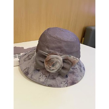 夏季女士薄款花朵漁夫帽韓版優雅時尚透氣盆帽度假出游可折疊遮陽