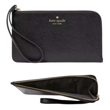 【KATE SPADE】金標LOGO 防刮大手拿 優雅黑