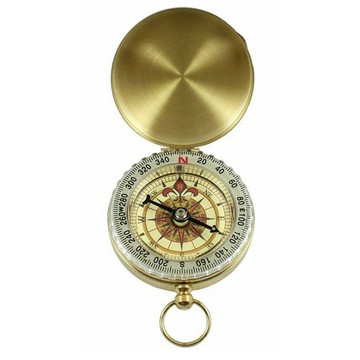 登山露營口袋黃金羅盤  金色  1個
