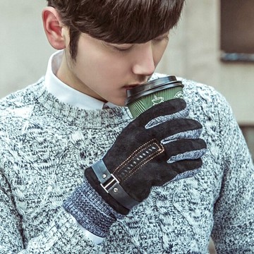 手套男冬季騎車開車防滑防寒風保暖手套加絨加厚滑雪戶外真皮手套