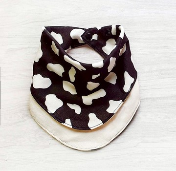 小牛寶寶 黑/米  雙面圍兜 口水巾 領巾 手帕