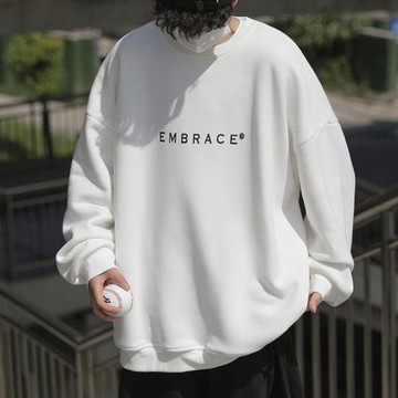 日系cityboy衛衣男春秋休閑帥氣長袖上衣潮牌復古圓領套頭打底衫