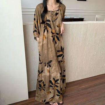 [韓國K.W.]現貨韓國設計製作優雅氣質超柔棉稠洋裝