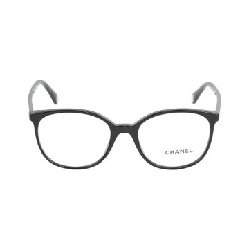 CHANEL 銀字Logo 框形眼鏡(黑色) 3432 C501