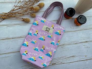 【純手作】富士山水壺/飲料/冰霸杯提袋 傘袋 手提袋 台灣設計布