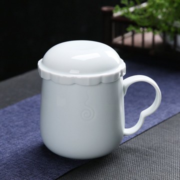 陶瓷馬克杯大容量帶過濾泡茶杯辦公室老板杯子影青瓷帶把水杯帶蓋