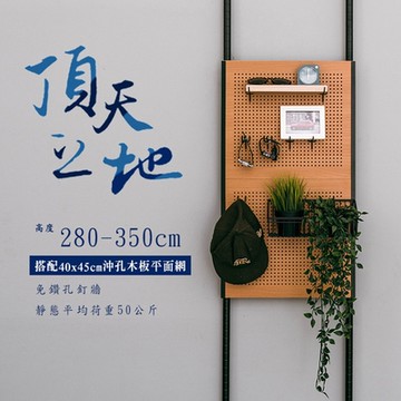 dayneeds 三代│頂天立地烤漆收納架(高度280-350cm) 搭80x45沖孔木板平面網1片 置物架/多功能網架