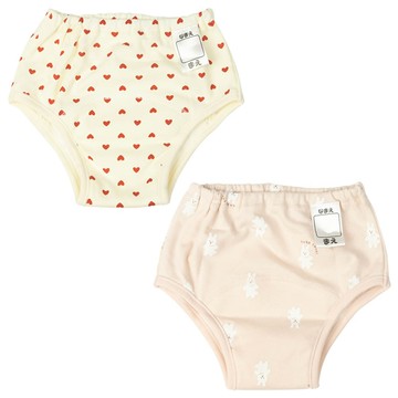 akachan honpo - 4層學習褲2件組-兔子 愛心-粉紅色