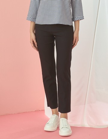 ★【喜芝梅】優雅後影 時尚口袋設計扣飾百搭直筒長褲(黑色；M-3L) 224060796