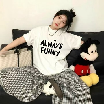 時尚女裝 短袖 T恤女 上衣 歐貨美式復古白色t恤女夏季寬鬆設計感小衆重磅爆款半袖上衣潮流 短T 短袖上衣