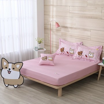 柴語錄-床包枕套組-動物園粉-正版授權-台灣製造