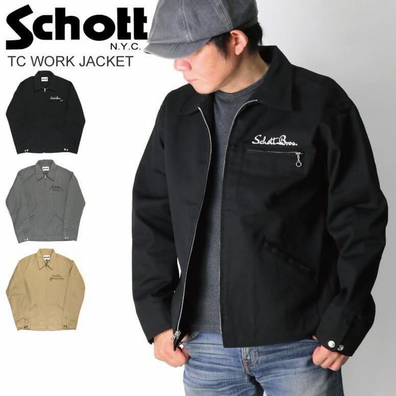 Schott TC WORK JACKET/ワークジャケット 2XL TCワークジャケット TC WORK JACKET アウター ロゴ刺繍 L 緑
