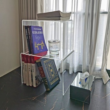 💖臺灣出貨亞克力書立書架增高透明桌面u型整理臺架展示盒書本陳列置物拖架