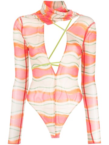 Jacquemus - Le Abanaba semi-sheer bodysuit - women - Polyamide/Spandex/Elastane - 40 - Pink