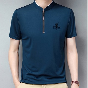 冰絲短袖POLO衫 男士休閒T卹 精選簡約短袖 立領POLO短袖 中青年男士短袖t恤