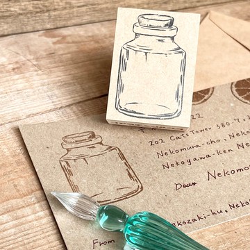 可放入郵票的瓶子造型橡皮印章