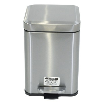不鏽鋼腳踏垃圾桶 方型6L 緩降 靜音 腳踏 附有內桶
