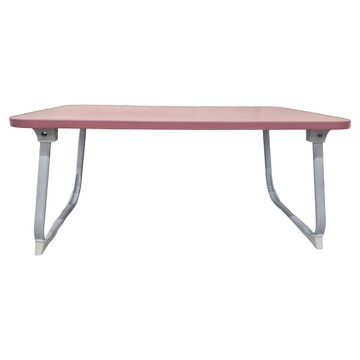 折疊電腦桌平面無屜款 木質金屬材質 輕輕鬆納 帶卡槽和杯托  60 x 40 x 28cm  粉色