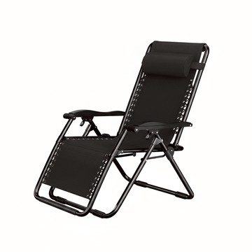 STYLE 格調 無段式高承重透氣休閒躺椅 圓管  特斯林網布  底部防滑  黑色  1個