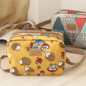 斜挎雙層小包防水牛津布小刺猬雙拉鏈大容量斜挎小包斜背包