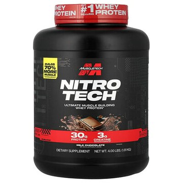 MuscleTech, Nitro Tech® 乳清蛋白，牛奶巧克力味，4 磅（1.81 千克）