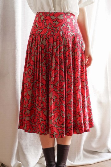 純情百貨行 古著 vintage古著長半身裙 百摺變形蟲半身裙 SL.0048