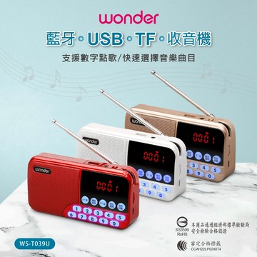 【台灣現貨🔥免運🔥24H出貨】藍芽收音機 音樂播放器 收音機 WONDER WS-T039U 藍芽數位收音機 興雲網購