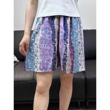 新款夏新款女士寬松棉綢短褲五分休閑薄款垂感顯瘦出街印花沙灘褲