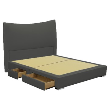 IHouse-半月貓耳朵 雙人5尺(貓抓皮床頭片+收納抽屜底)-房間兩件組/床組煙霧灰#627-22