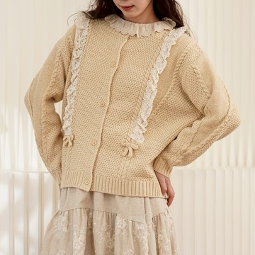 蕾絲花邊毛衣外套519332