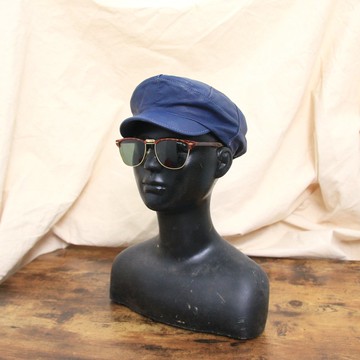 Back to Green::戶外帽  真皮 寶藍色報童帽 d-59//vintage hat