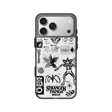 iPhone 17 Pro Max Clear (相機按鈕) 酷墨灰 - Stranger Things - 顛倒世界怪物圖鑑 黑白款