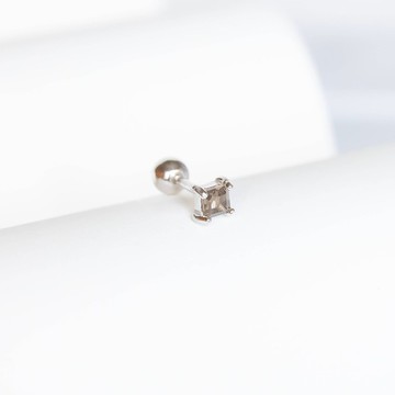 茶晶925純銀方塊轉珠耳環