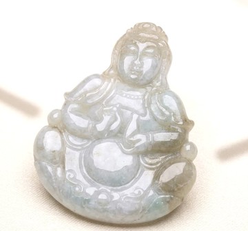 飄綠翡翠寶瓶觀音菩薩項鍊 | 天然緬甸玉翡翠A貨 | 送禮