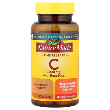 Nature Made, 維生素 C 玫瑰果，緩釋配方，1,000 毫克，60 片