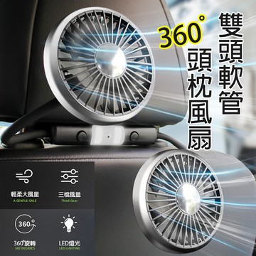 [樂瘋]升級版頭枕風扇 USB-C 雙頭風扇 軟管角度方向任意調 大風量 低噪音 帶LED燈 USB直接供電 A680