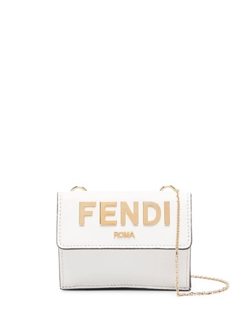 FENDI - logo-lettering tri-fold wallet - women - Calf Leather - One Size - White