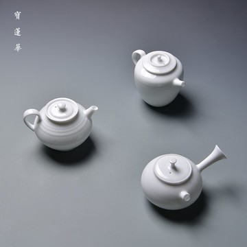 玉瓷泥薄胎壺 白玉瓷茶壺 泡茶壺羊脂白釉壺陶瓷手工壺側把白瓷壺