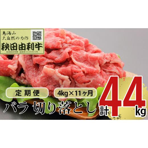 ふるさと納税 秋田県 にかほ市 《定期便》11ヶ月連続 秋田由利牛 バラ切り落とし 4kg（1kg×4パック）