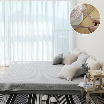 純棉顏料染色家庭用鬆緊帶床墊  M (270 x 205cm)  迷霧灰