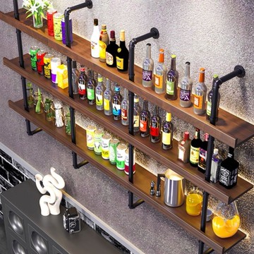 免運免稅 現貨速發 【尺寸多樣】掛墻鐵藝壁掛廚房隔板輕奢吧臺酒架酒吧墻上收納掛式家用多功能【PXY5012】