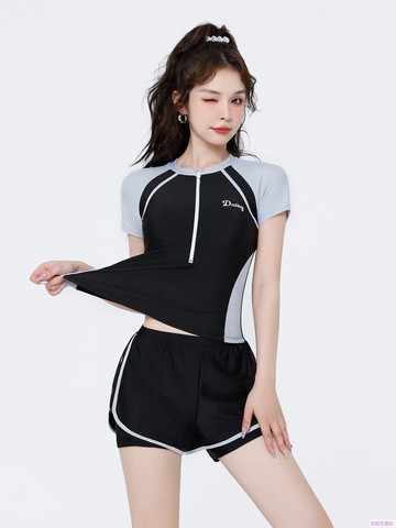 游泳衣 學生運動泳衣 二件式泳衣 上衣+泳褲 大碼泳衣 遮肚顯瘦 短袖泳衣 溫泉泳衣 兩件組泳衣 學生泳衣 溫泉泳裝