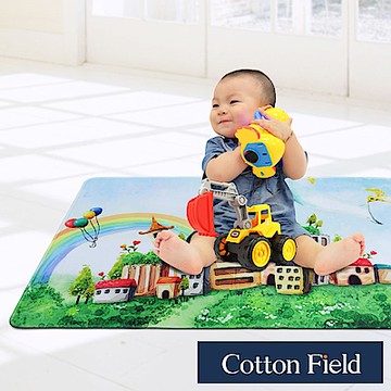 棉花田魔法空間法蘭絨印花防滑遊戲毯-城堡(76x117cm)