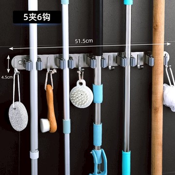 拖把架免打孔 拖把掛鉤免打孔不鏽鋼置物架收納神器掃把卡扣固定器掛架強力壁掛『XY32830』