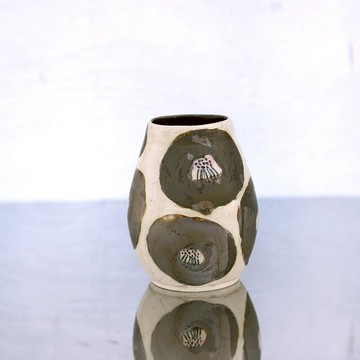 椿花青銅釉手工陶藝花瓶 (獨一無二)