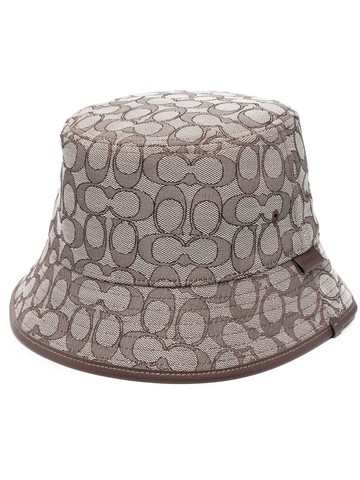 Coach - Signature Jacquard bucket hat - women - Organic Cotton/Polyester/Calf Leather/Cotton - M/L - Brown