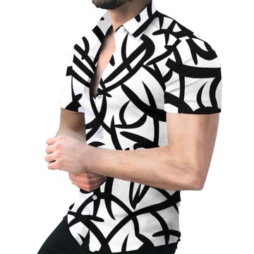 2022 Summer Men Vintage Casual Print Shirts夏男復古休閑印花